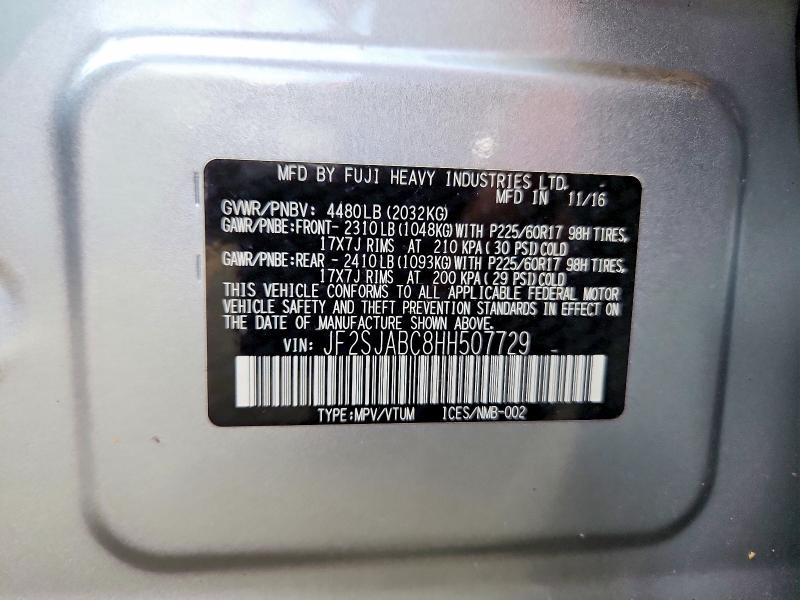 Продажа на аукционе авто 2017 Subaru Forester, vin: JF2SJABC8HH507729, номер лота: 61378156