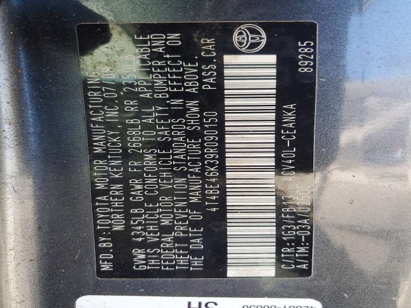 Продаж на аукціоні авто 2009 Toyota Camry, vin: 4T4BE46K39R090150, номер лоту: 59220666