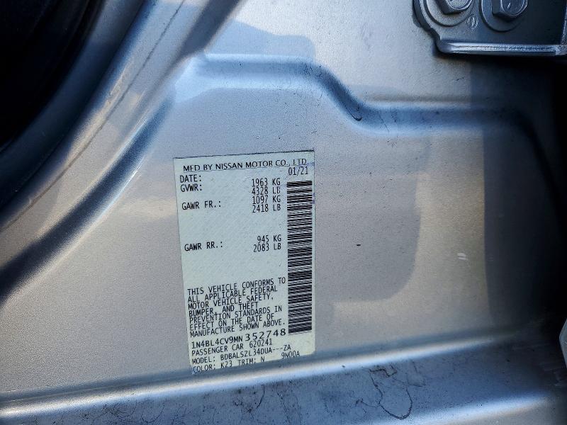 2021 Nissan Altima მანქანა იყიდება აუქციონზე, vin: 1N4BL4CV9MN352748, აუქციონის ნომერი: 59850836