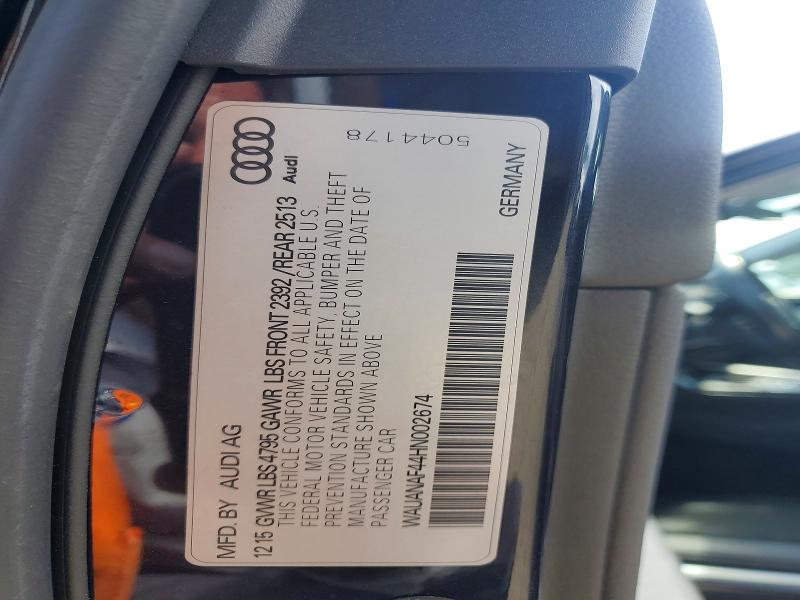 Auction sale of the 2017 Audi A4, vin: WAUANAF44HN002674, lot number: 62081966