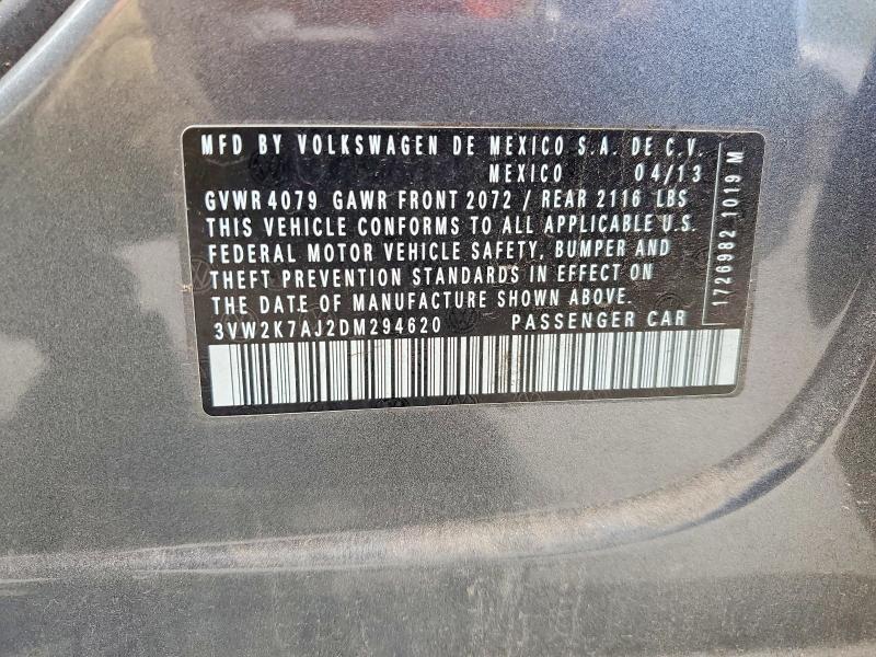 59715706 :رقم المزاد ، 3VW2K7AJ2DM294620 vin ، 2013 Volkswagen Jetta مزاد بيع