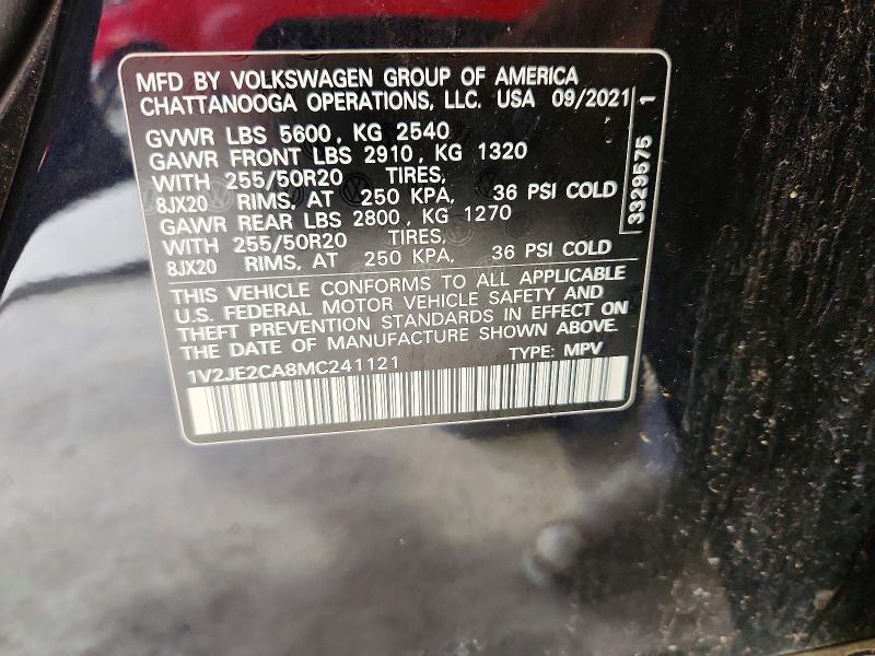 60041326 :رقم المزاد ، 1V2JE2CA8MC241121 vin ، 2021 Volkswagen Atlas Cross Sport مزاد بيع