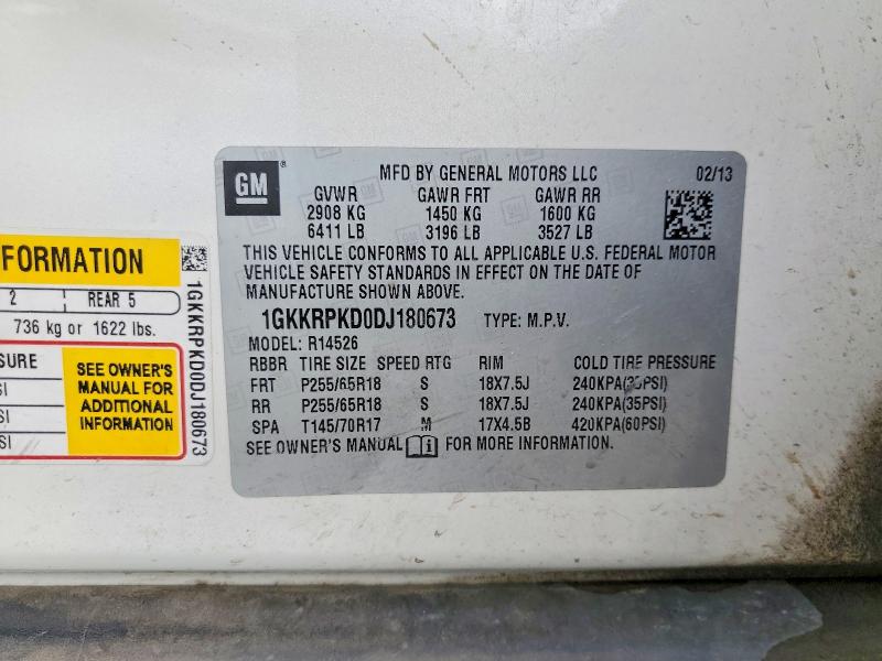 2013 Gmc Acadia მანქანა იყიდება აუქციონზე, vin: 1GKKRPKD0DJ180673, აუქციონის ნომერი: 60522576