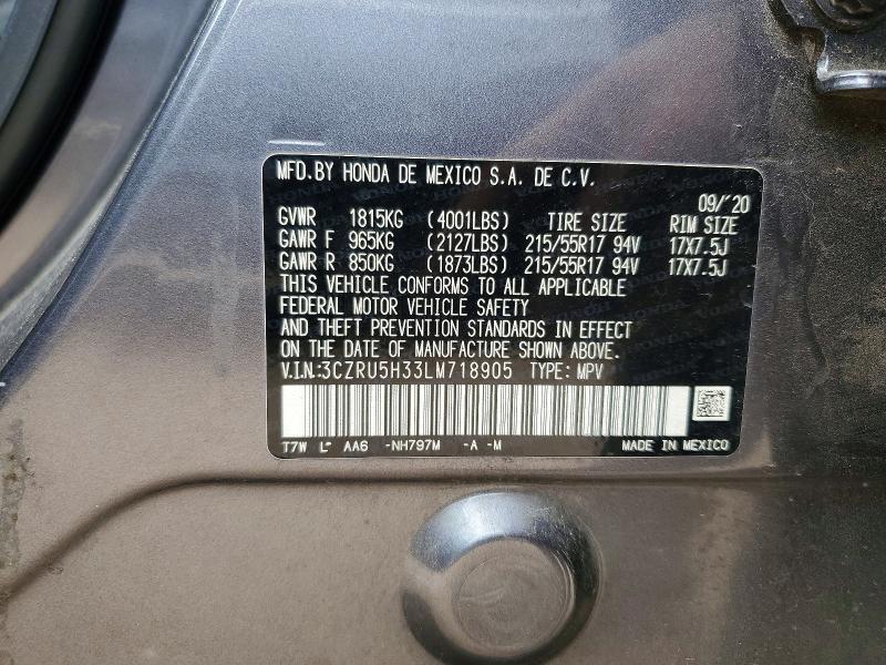 Продажа на аукционе авто 2020 Honda Hr-v, vin: 3CZRU5H33LM718905, номер лота: 60681206