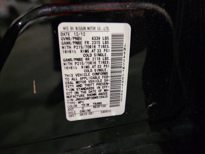61320846 :رقم المزاد ، JN8AS5MT0DW518925 vin ، 2013 Nissan Rogue مزاد بيع