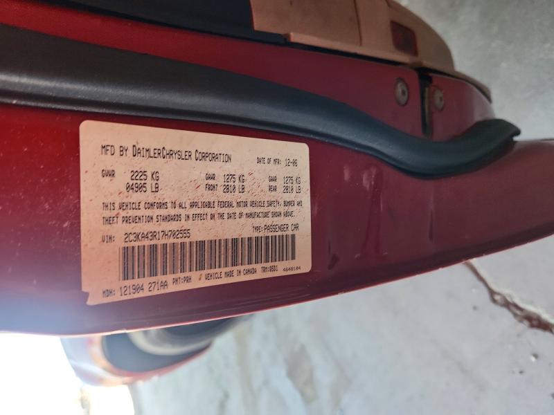 Продаж на аукціоні авто 2007 Chrysler 300, vin: 2C3KA43R17H702555, номер лоту: 63134306