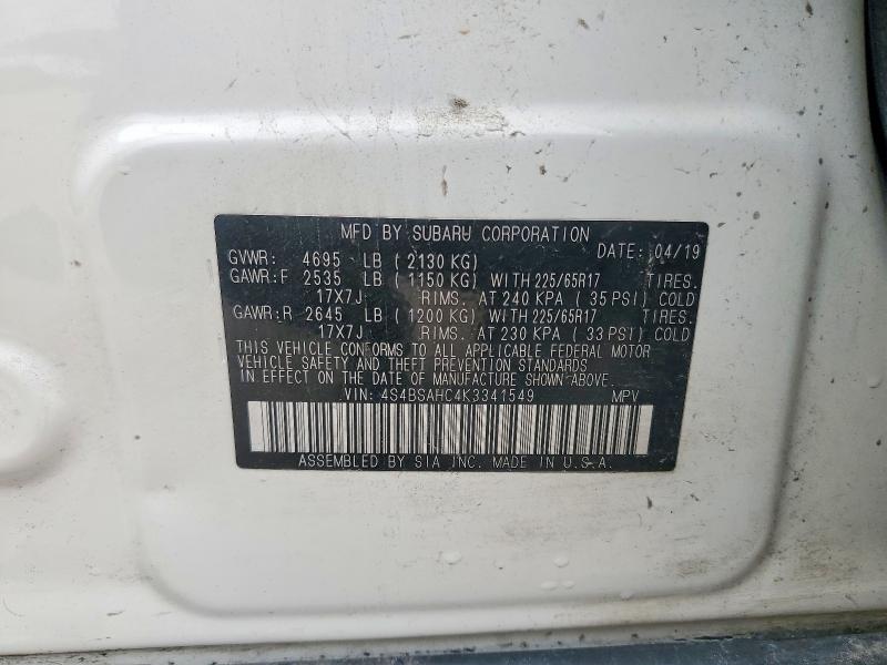 Продажа на аукционе авто 2019 Subaru Outback, vin: 4S4BSAHC4K3341549, номер лота: 61048646