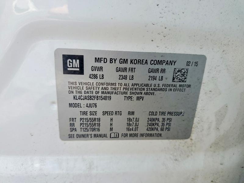 Aukcja sprzedaży 2015 Buick Encore, vin: KL4CJASB2FB154019, numer aukcji: 60632376