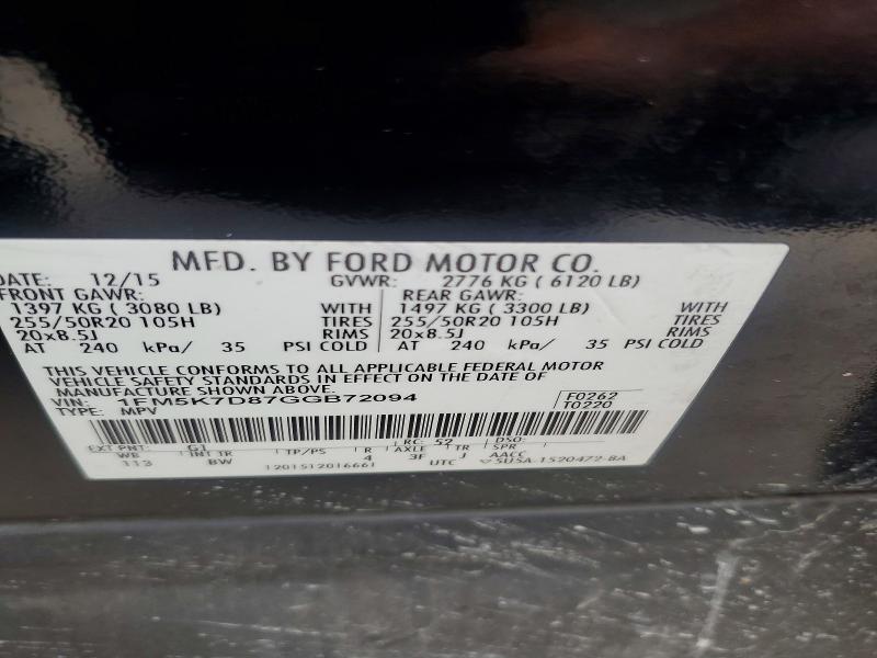 Продажа на аукционе авто 2016 Ford Explorer, vin: 1FM5K7D87GGB72094, номер лота: 63398286