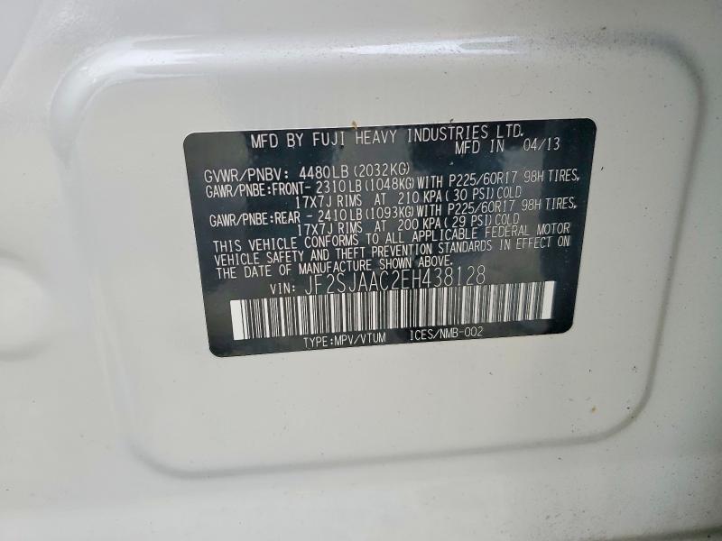 Продаж на аукціоні авто 2014 Subaru Forester, vin: JF2SJAAC2EH438128, номер лоту: 59289806