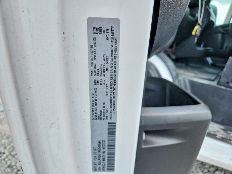60211576 :رقم المزاد ، 3C6LRVDG1ME540694 vin ، 2021 Ram Promaster 2500 مزاد بيع