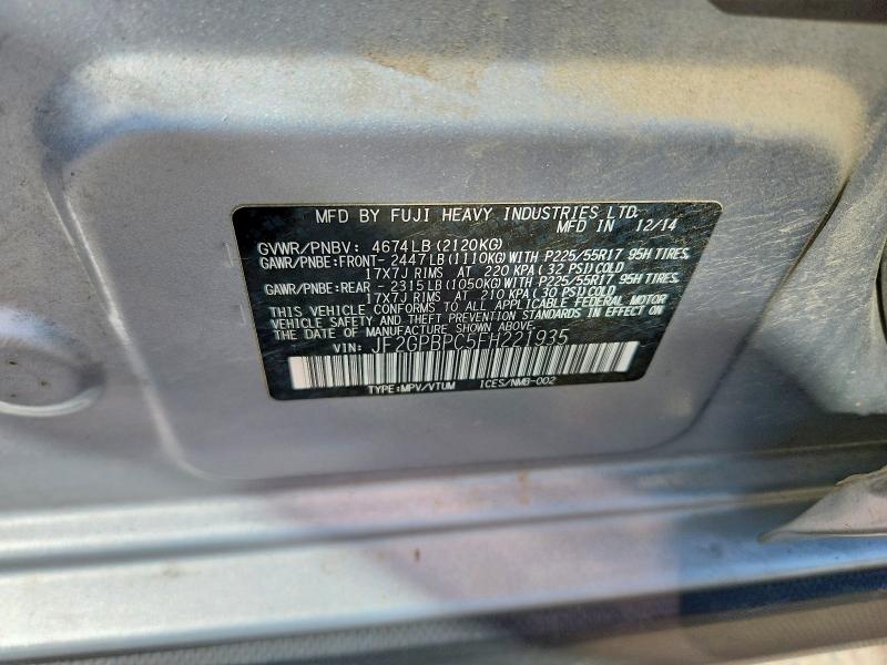 60322296 :رقم المزاد ، JF2GPBPC5FH221935 vin ، 2015 Subaru Xv Crosstrek مزاد بيع