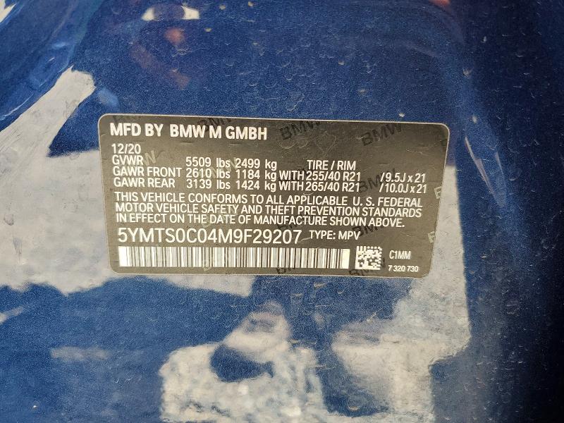 60413566 :رقم المزاد ، 5YMTS0C04M9F29207 vin ، 2021 Bmw X3 مزاد بيع