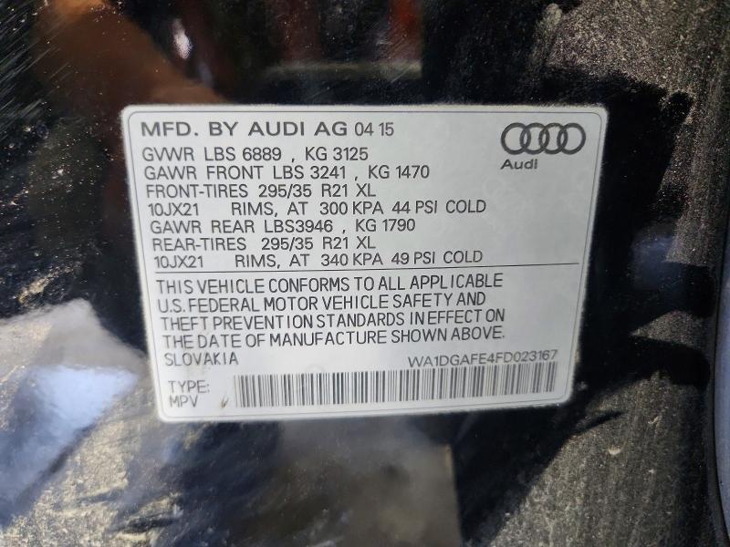 Продаж на аукціоні авто 2015 Audi Q7, vin: WA1DGAFE4FD023167, номер лоту: 62101146