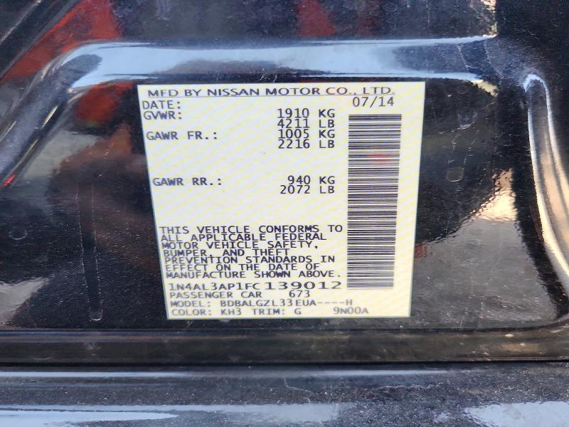 Продажа на аукционе авто 2015 Nissan Altima, vin: 1N4AL3AP1FC139012, номер лота: 59666836