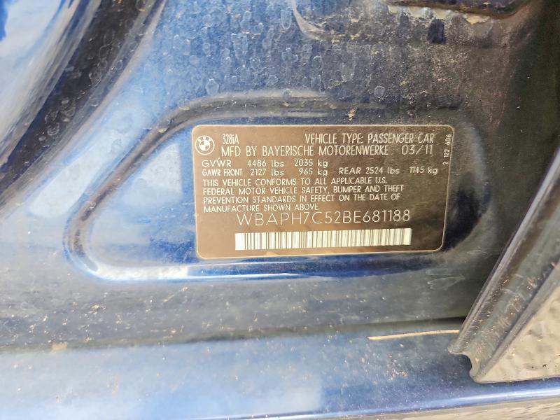 61908726 :رقم المزاد ، WBAPH7C52BE681188 vin ، 2011 Bmw 328 مزاد بيع