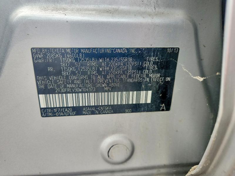 2013 Toyota Rav4 მანქანა იყიდება აუქციონზე, vin: 2T3DFREV9DW104173, აუქციონის ნომერი: 62482706