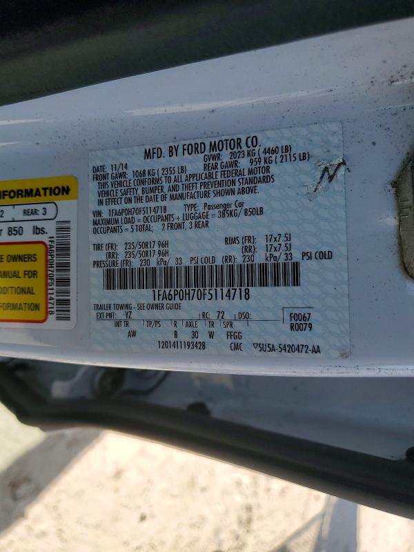 62594686 :رقم المزاد ، 1FA6P0H70F5114718 vin ، 2015 Ford Fusion مزاد بيع