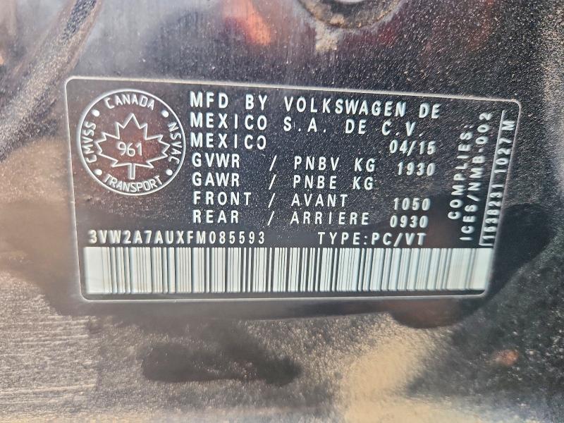 Aukcja sprzedaży 2015 Volkswagen Golf, vin: 3VW2A7AUXFM085593, numer aukcji: 62281086