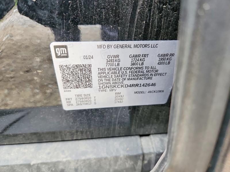 60118646 :رقم المزاد ، 1GNSKCKD4RR142646 vin ، 2024 Chevrolet Suburban مزاد بيع
