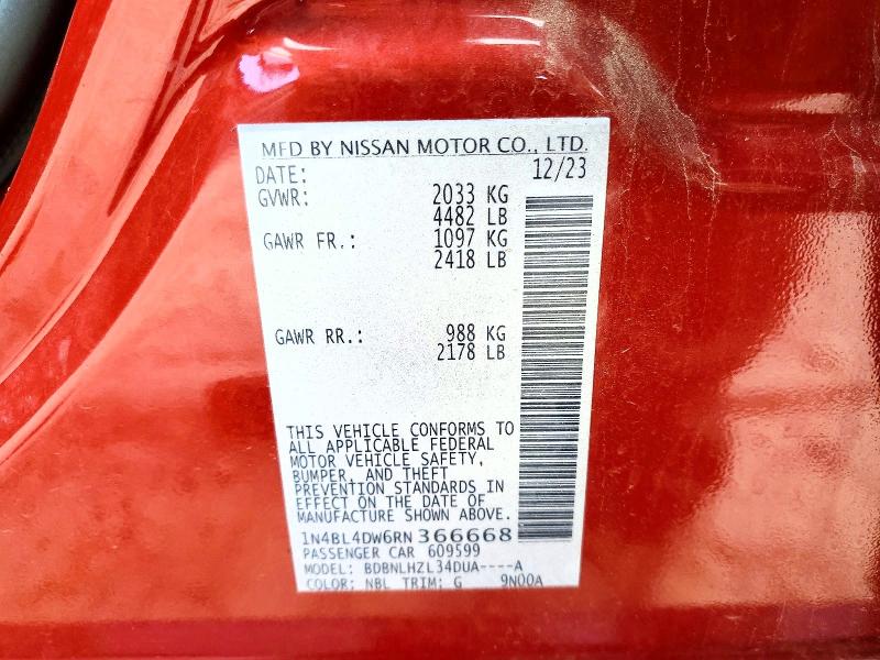 59635036 :رقم المزاد ، 1N4BL4DW6RN366668 vin ، 2024 Nissan Altima مزاد بيع