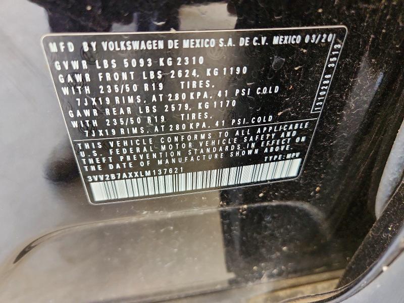 61343706 :رقم المزاد ، 3VV2B7AXXLM137621 vin ، 2020 Volkswagen Tiguan مزاد بيع