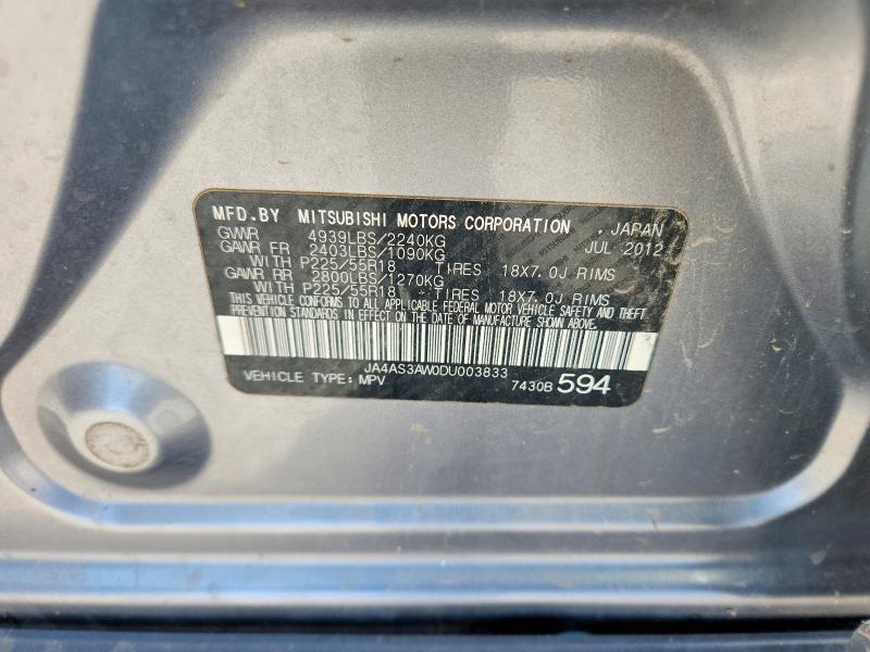 Продаж на аукціоні авто 2013 Mitsubishi Outlander, vin: JA4AS3AW0DU003833, номер лоту: 61167506