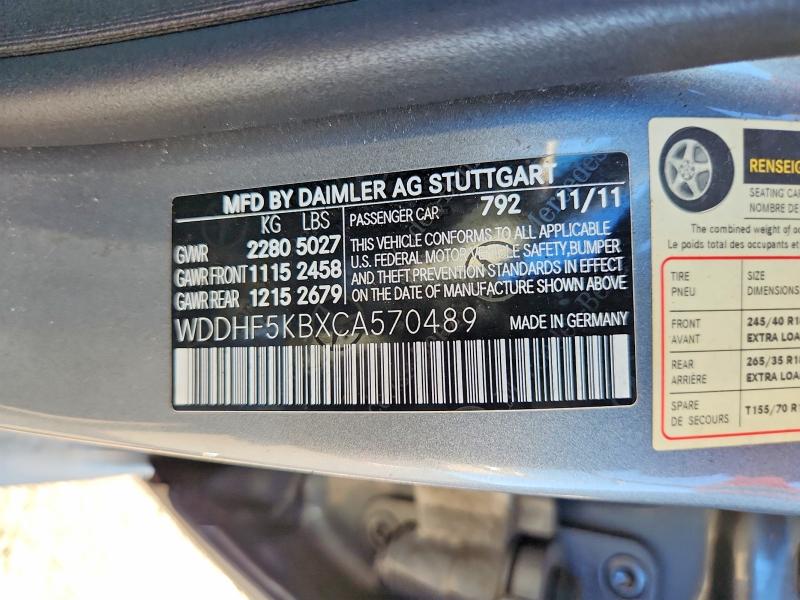 2012 Mercedes-benz E მანქანა იყიდება აუქციონზე, vin: WDDHF5KBXCA570489, აუქციონის ნომერი: 58160276