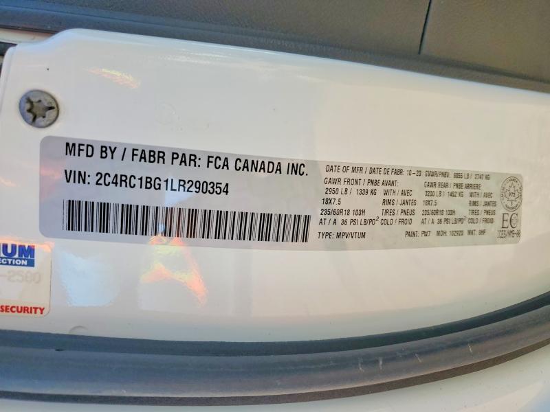 62665266 :رقم المزاد ، 2C4RC1BG1LR290354 vin ، 2020 Chrysler Pacifica مزاد بيع