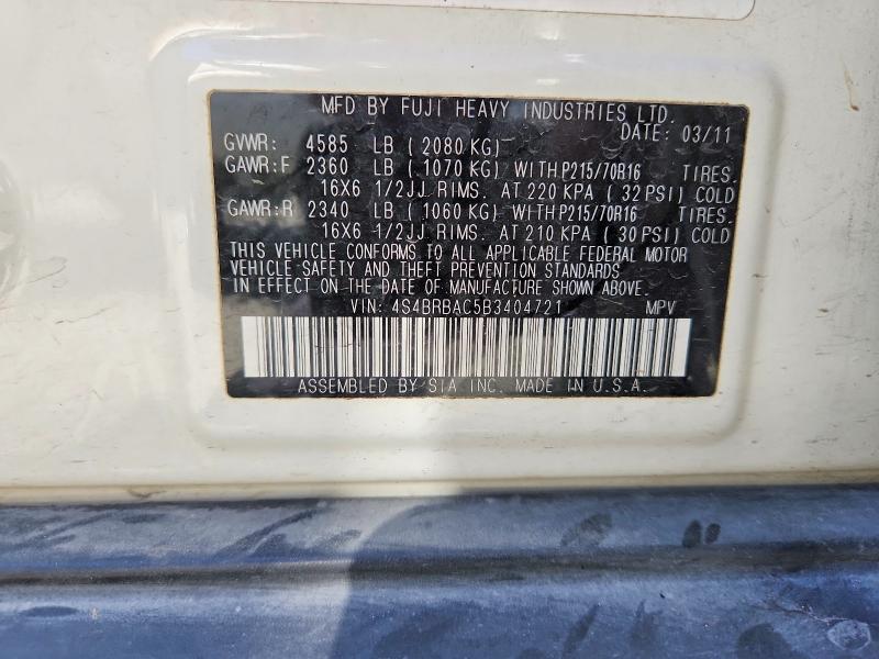 Продаж на аукціоні авто 2011 Subaru Outback, vin: 4S4BRBAC5B3404721, номер лоту: 63308676