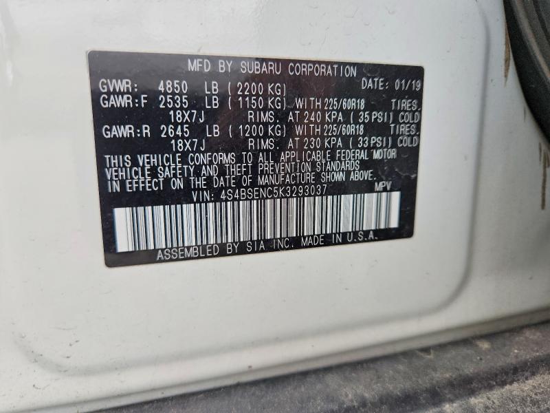 Продаж на аукціоні авто 2019 Subaru Outback, vin: 4S4BSENC5K3293037, номер лоту: 59347366
