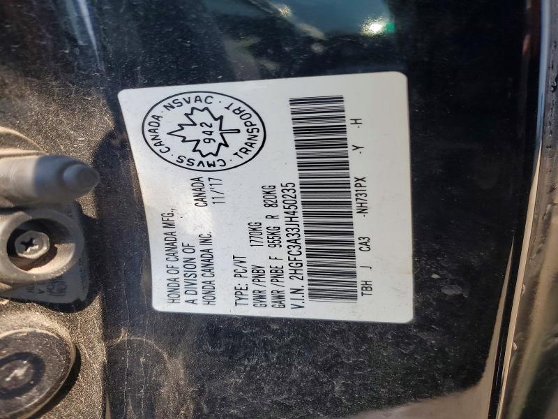 Продажа на аукционе авто 2018 Honda Civic, vin: 2HGFC3A33JH450235, номер лота: 59575006