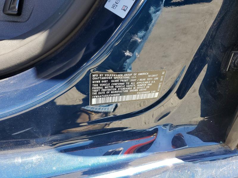 Aukcja sprzedaży 2018 Volkswagen Passat, vin: 1VWAA7A33JC008836, numer aukcji: 62617806