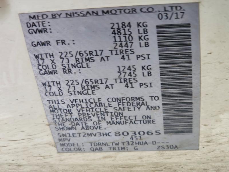60645006 :رقم المزاد ، 5N1ET2MV3HC803065 vin ، 2017 Nissan Rogue Hybrid مزاد بيع