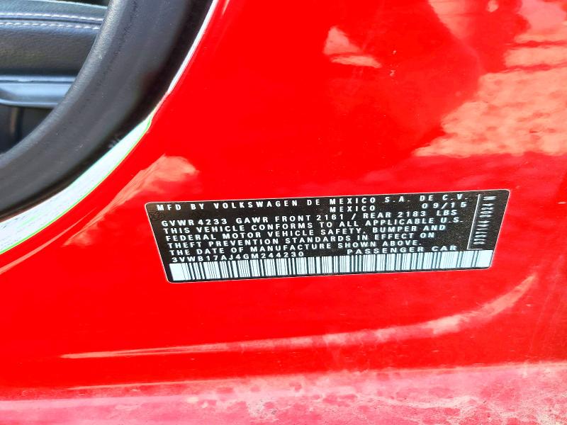 59623306 :رقم المزاد ، 3VWB17AJ4GM244230 vin ، 2016 Volkswagen Jetta مزاد بيع