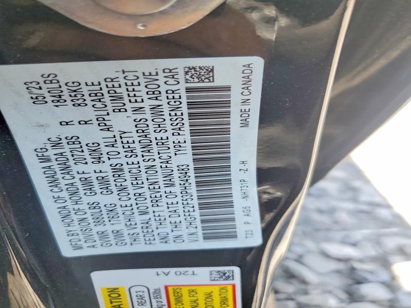 Продаж на аукціоні авто 2023 Honda Civic Sport, vin: 2HGFE2F53PH549483, номер лоту: 59920906