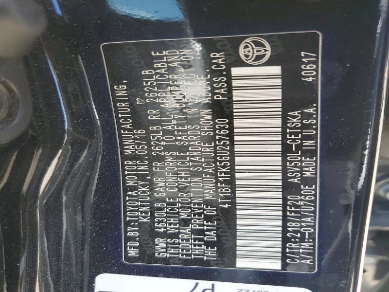 Продажа на аукционе авто 2016 Toyota Camry, vin: 4T1BF1FK5GU257630, номер лота: 59822896