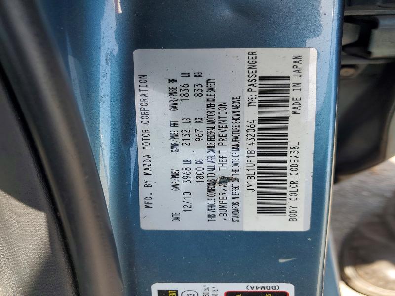 61393836 :رقم المزاد ، JM1BL1UF1B1432064 vin ، 2011 Mazda 3 مزاد بيع