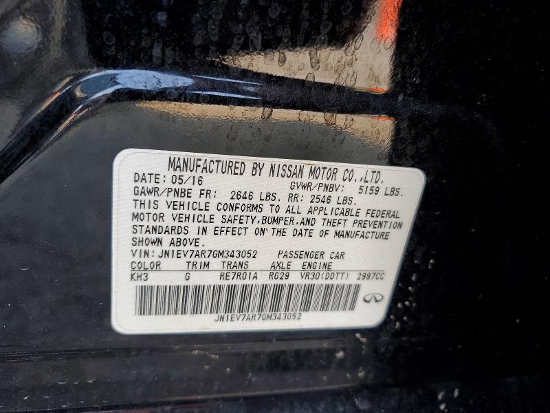 2016 Infiniti Q50 მანქანა იყიდება აუქციონზე, vin: JN1EV7AR7GM343052, აუქციონის ნომერი: 62109476