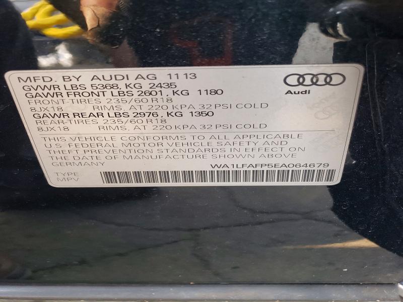 Aukcja sprzedaży 2014 Audi Q5, vin: WA1LFAFP5EA064679, numer aukcji: 59286856