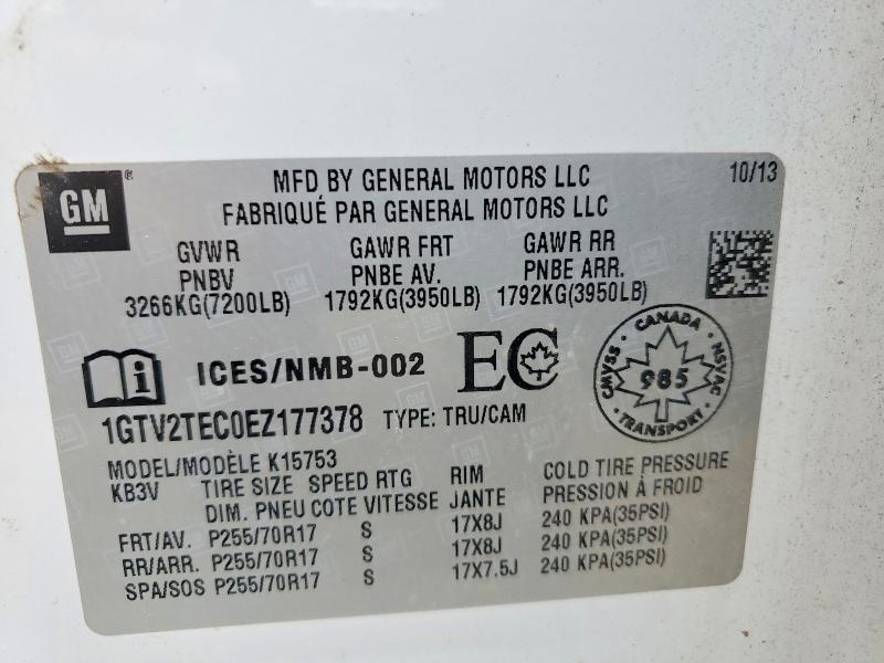 Продажа на аукционе авто 2014 Gmc Sierra, vin: 1GTV2TEC0EZ177378, номер лота: 59000356
