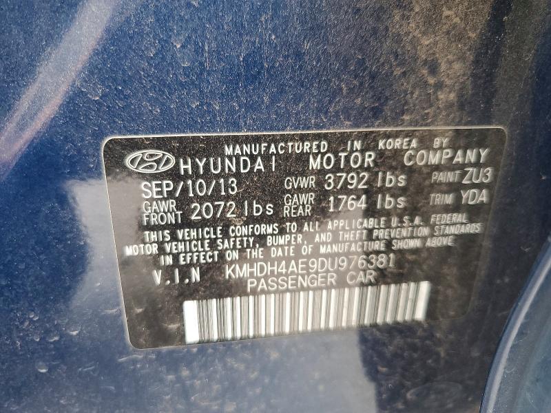 Продаж на аукціоні авто 2013 Hyundai Elantra, vin: KMHDH4AE9DU976381, номер лоту: 62407336