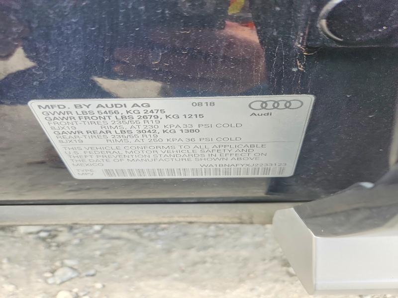 60458146 :رقم المزاد ، WA1BNAFYXJ2233123 vin ، 2018 Audi Q5 مزاد بيع
