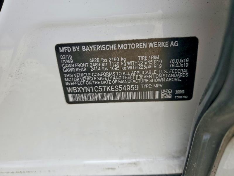 59678676 :رقم المزاد ، WBXYN1C57KES54959 vin ، 2019 Bmw X2 مزاد بيع