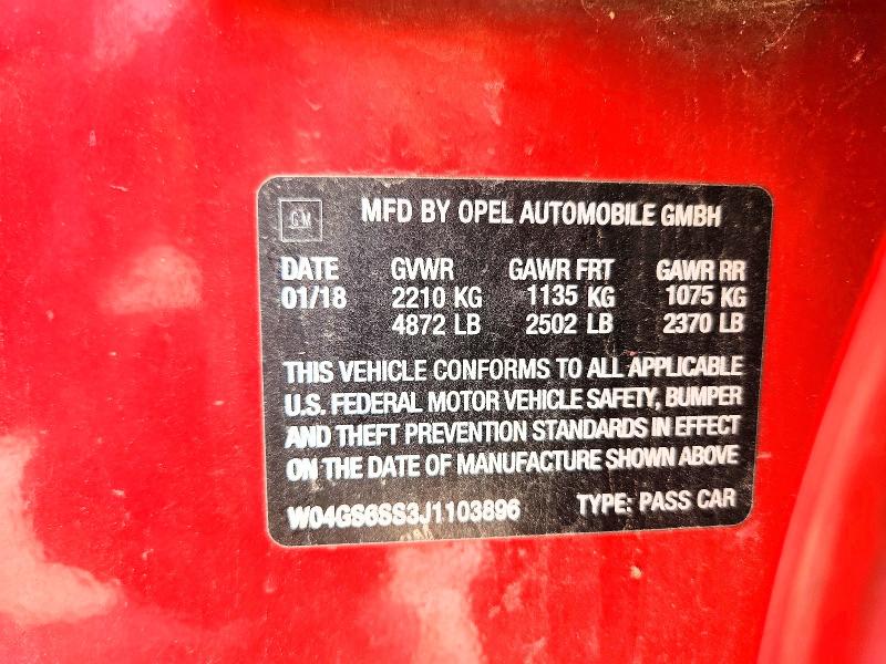 61135846 :رقم المزاد ، W04GS6SS3J1103896 vin ، 2018 Buick Regal مزاد بيع