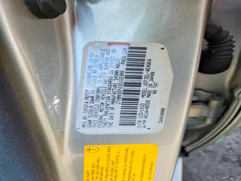 Aukcja sprzedaży 2003 Lexus Ls, vin: JTHBN30F030100988, numer aukcji: 63041816