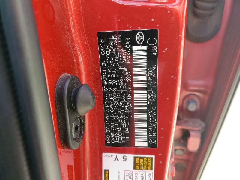 Aukcja sprzedaży 2016 Toyota Prius, vin: JTDKARFU8G3513039, numer aukcji: 60060346
