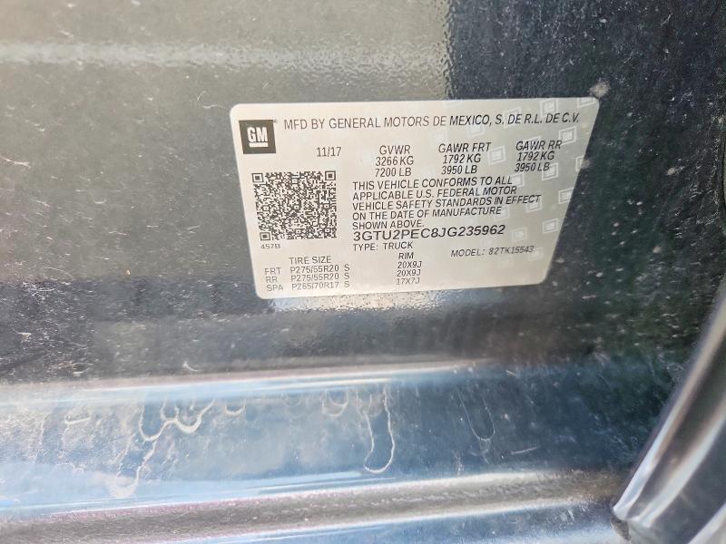 2018 Gmc Sierra მანქანა იყიდება აუქციონზე, vin: 3GTU2PEC8JG235962, აუქციონის ნომერი: 63406966