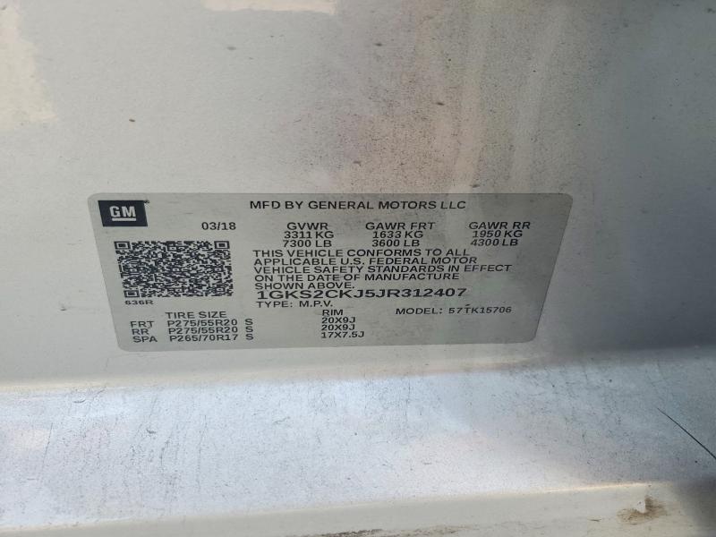 2018 Gmc Yukon მანქანა იყიდება აუქციონზე, vin: 1GKS2CKJ5JR312407, აუქციონის ნომერი: 62783576