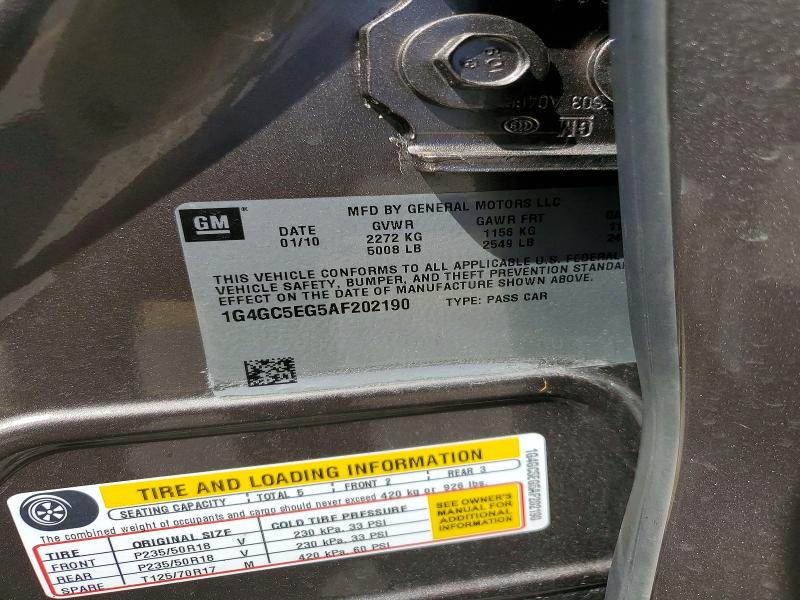 2010 Buick Lacrosse მანქანა იყიდება აუქციონზე, vin: 1G4GC5EG5AF202190, აუქციონის ნომერი: 62303716